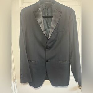 Theory Black Satin-Trimmed Tuxedo Blazer